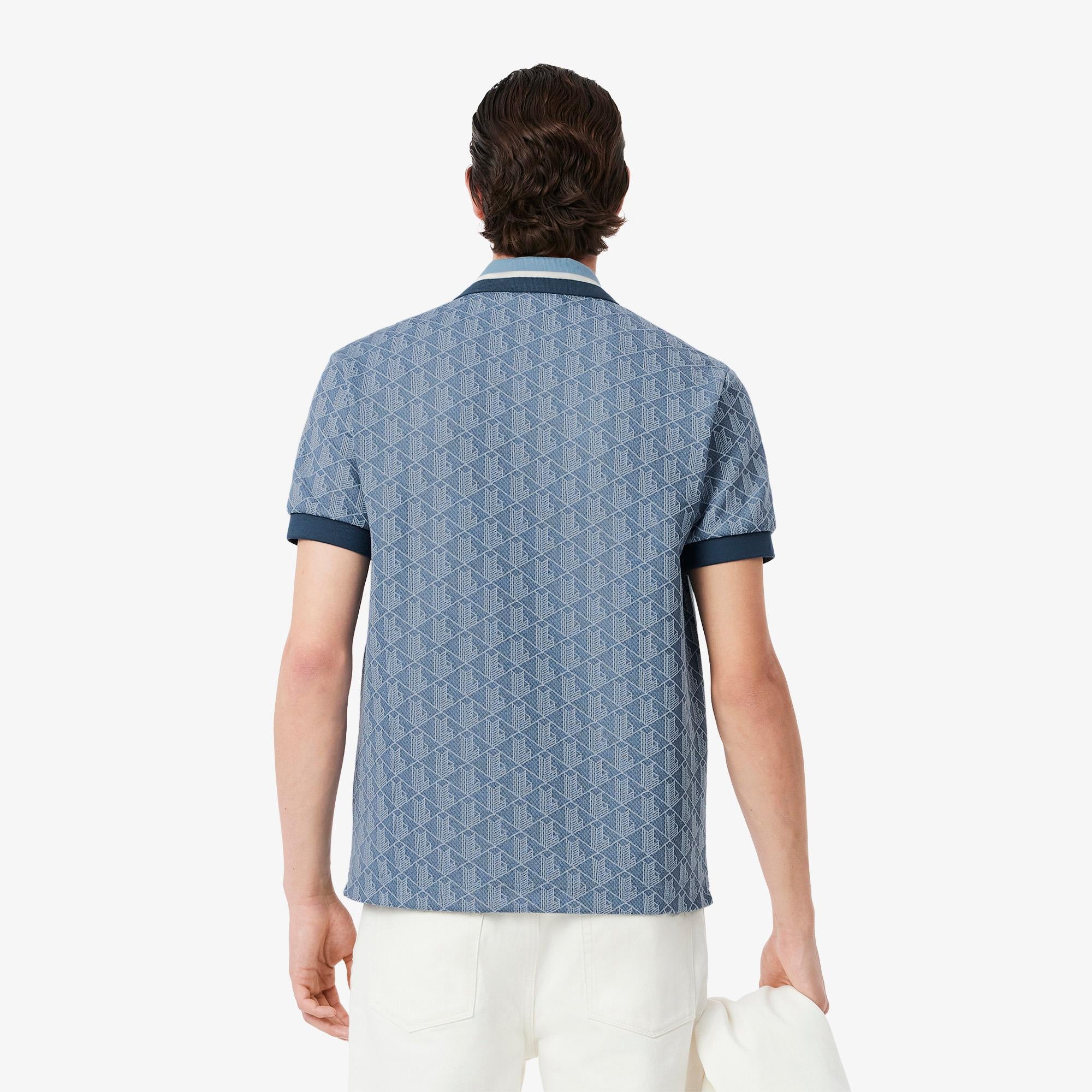 Mens Lacoste Monogram Motif Polo Shirt Falcon/Overview